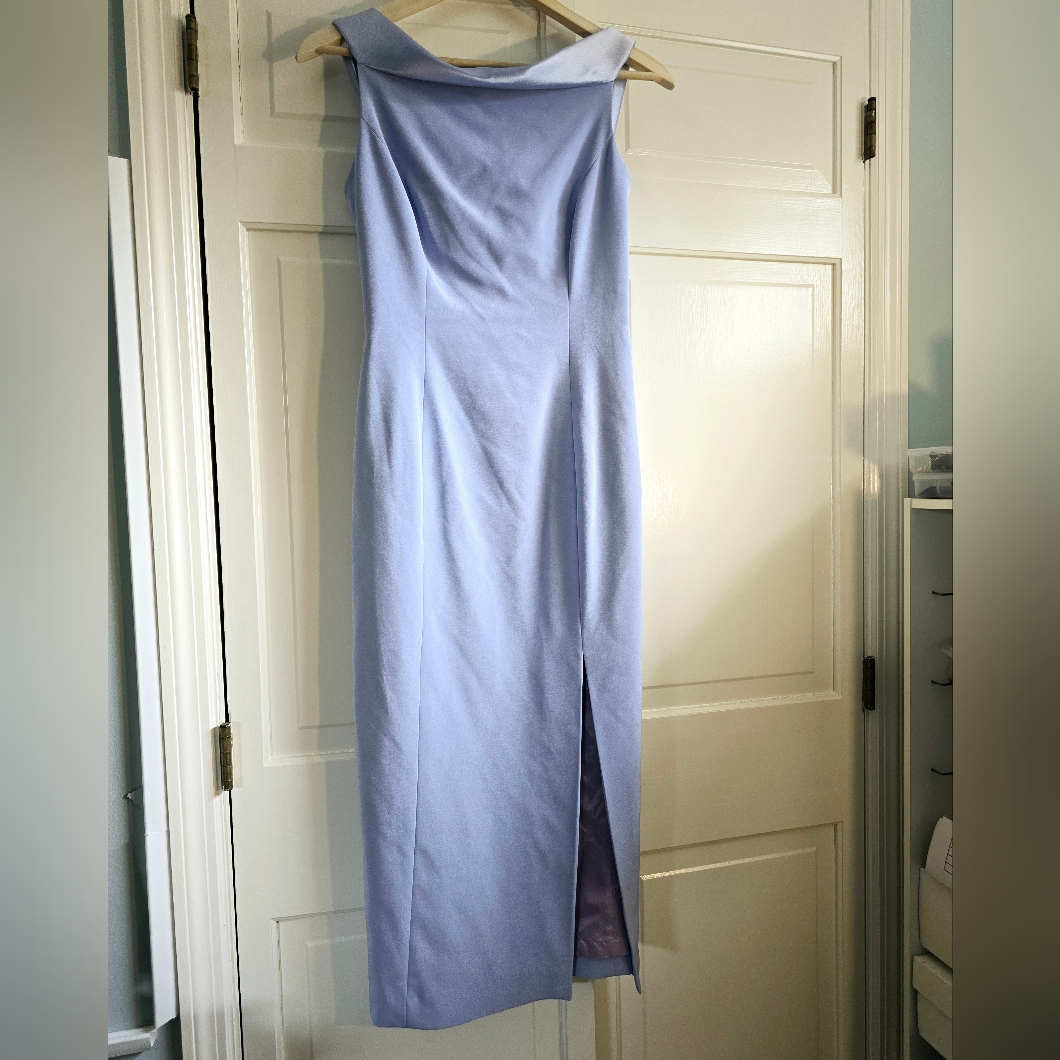 Vintage Y2k 90s Tahari Lavender Midi Prom Dress Gown Size 4 Liquid Satin